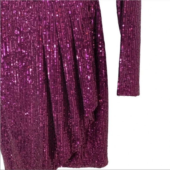 B. Darlin Long-Sleeve Sequin Mesh Asymmetric Faux-Wrap Dress Size 0 NWT - Picture 5 of 9